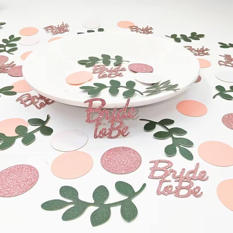Cross-border double-sided fine glitter party decoration confetti Bude to be with green leaf discs suitable for bachelor parties