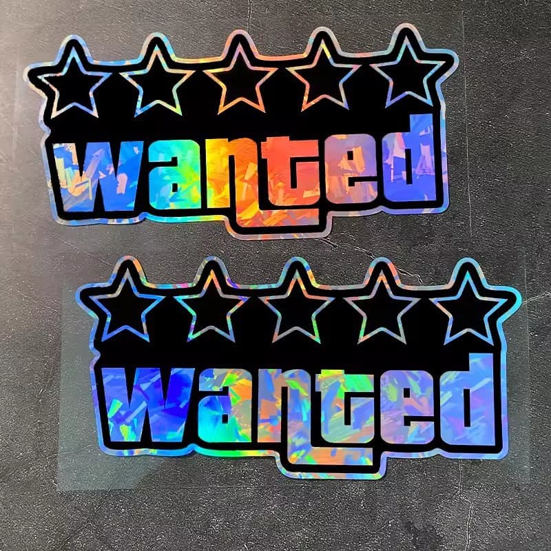 Cross-border GTA Grand Theft Auto Classic WANTED Laser Car Sticker Five-Point Star Wanted Decal Personalized Decoration