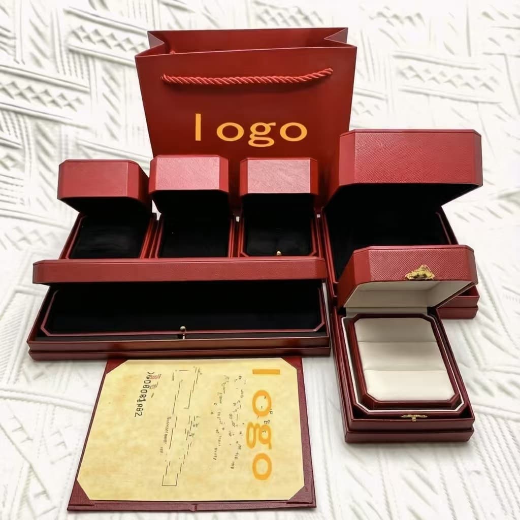 Kajia gold version packaging box Cartier jewelry box earrings pair ring bracelet necklace ring red jewelry box manufacturer