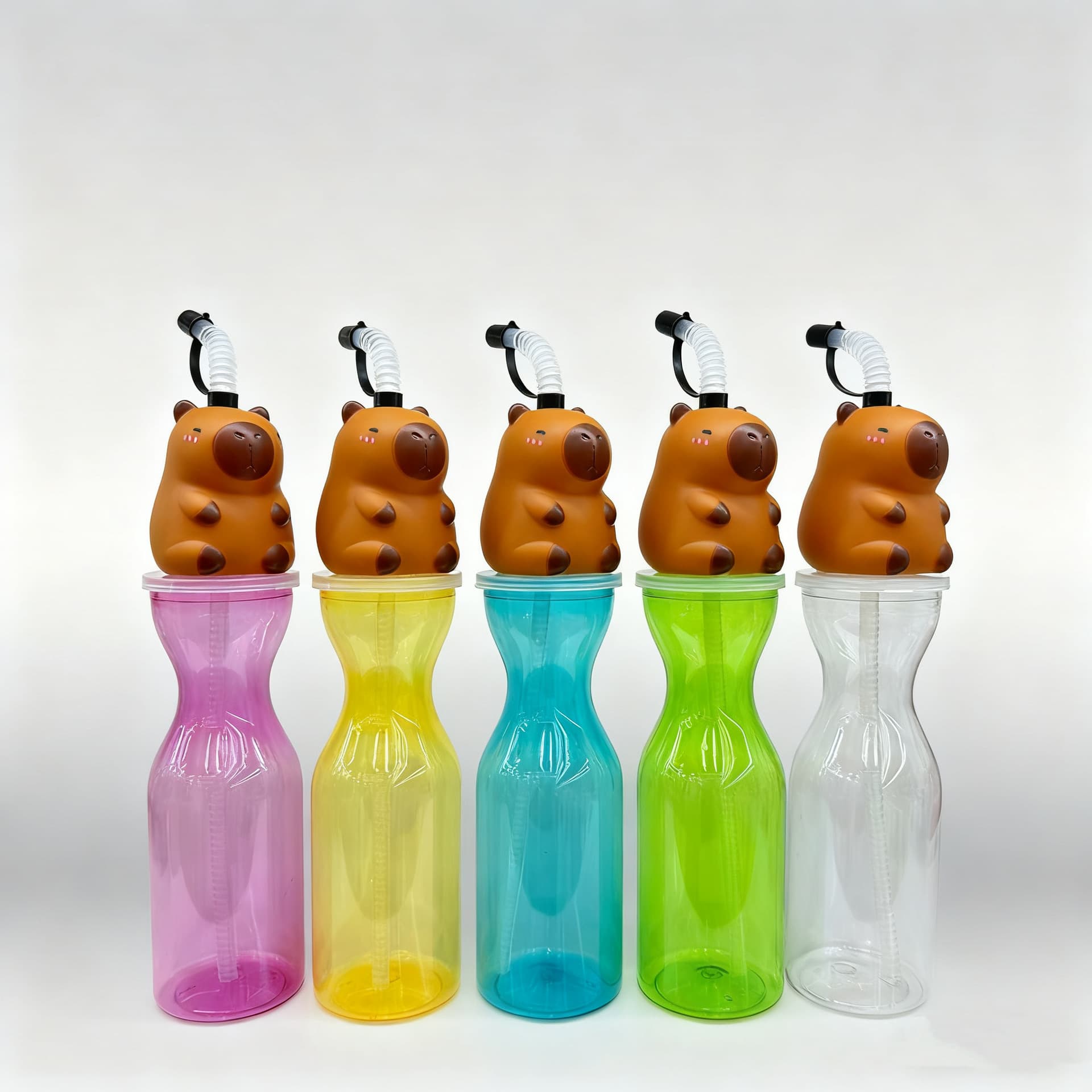 Cross-Border Disposable PET Capybara Plastic Straw Cup Juice Milk Tea Drink Cup Dinosaur Shape Cute Design
