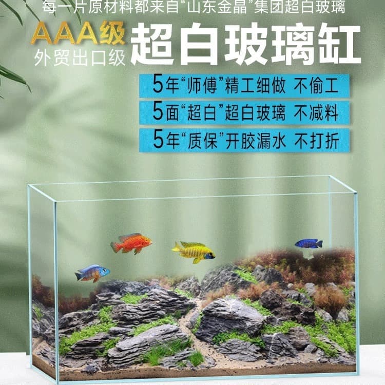 Ultra Clear Aquarium Jinjing Five-Line Glass Living Room Desktop Landscape Land and Water Plant Tank Turtle Tank Low-Maintenance Tank Saltwater Tank