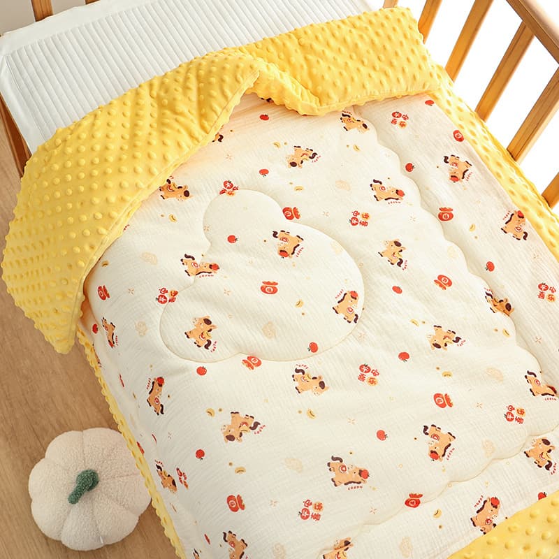 Washable Kindergarten Bean Cotton Quilt, Soft Skin-Friendly Plush Bean Quilted Cover for Winter A-Class Warmth