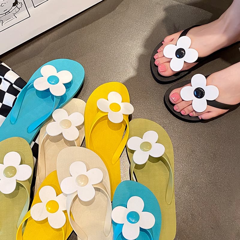 New Style Flip Flop Sun Flower Toe Separator Sandals Women Beach Shoes Casual Versatile Cloud-like Comfort Slippers Wholesale