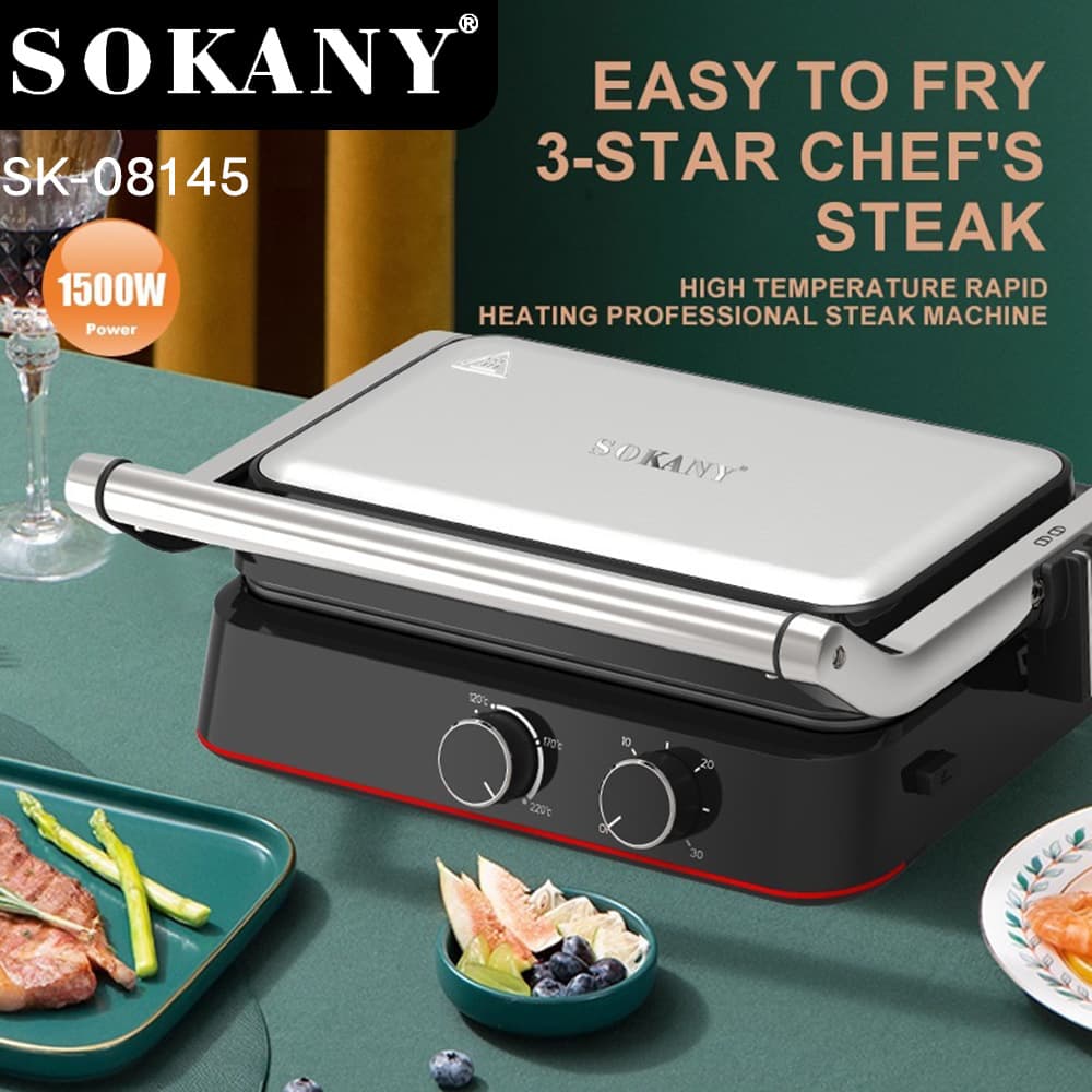 Cross-Border BBQ 2-in-1 Interchangeable Plate Grill Steak Panini 1500W Hot Sandwich Maker SK-08145