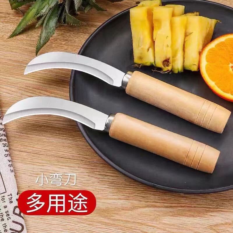 Wooden Handle Stainless Steel Pineapple Knife Fruit Peeler Kitchen Cutlery