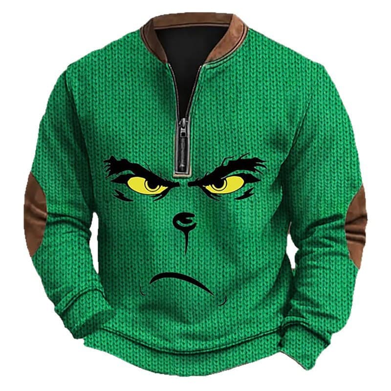 Amazon Hot Selling Zip Hoodie for Men 3D Print Half Zip Sweatshirt Fall Winter
