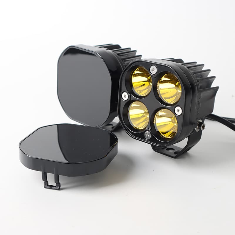 Four-Leaf Clover Spotlight Black Shade for 40W Automotive LED Work Light with Yellow Face Cover, 3-inch Square Off-Road Light Cover