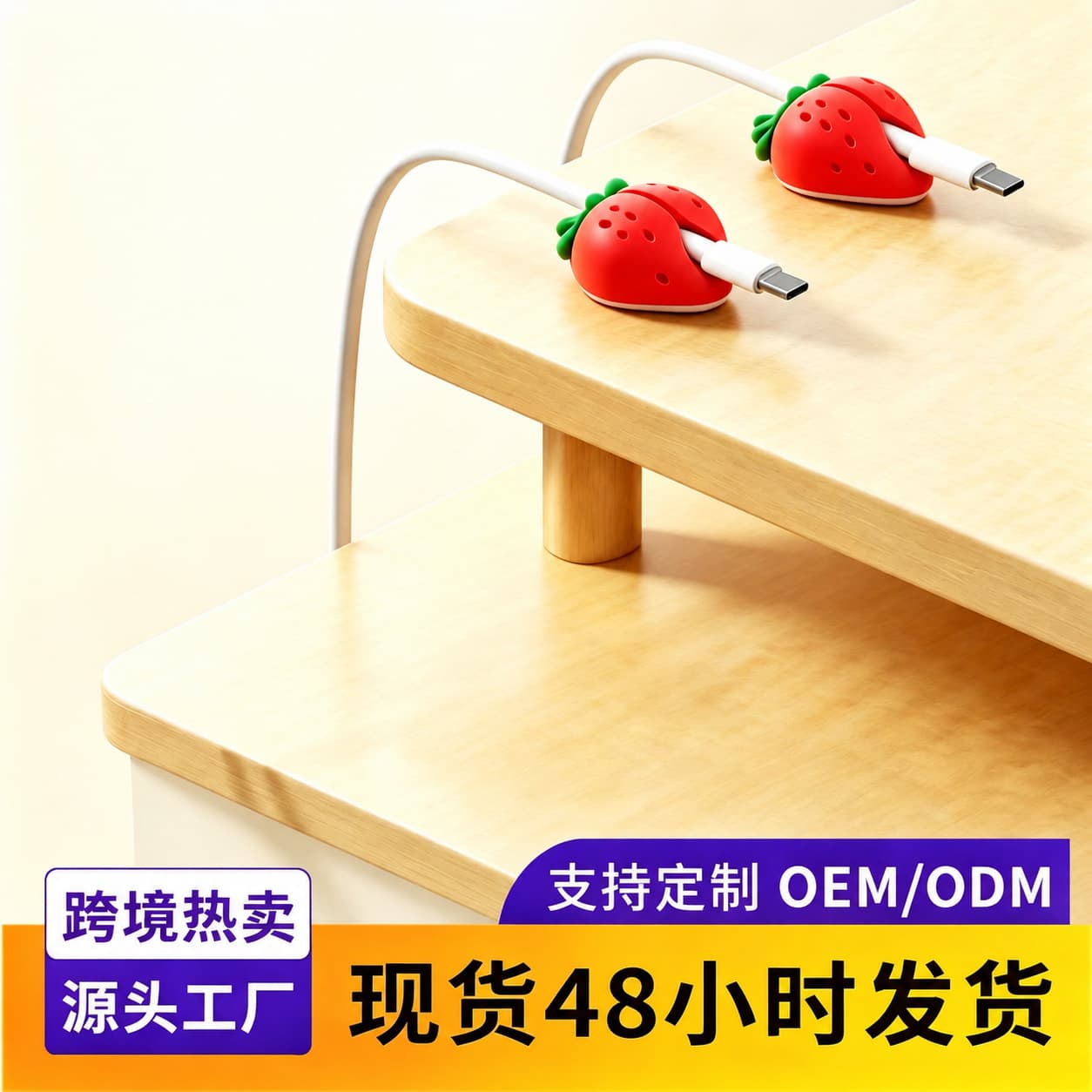 New Strawberry Multi-Function Cable Clip Wire Organizer Strong Adhesive Cute No-Drilling Cord Holder