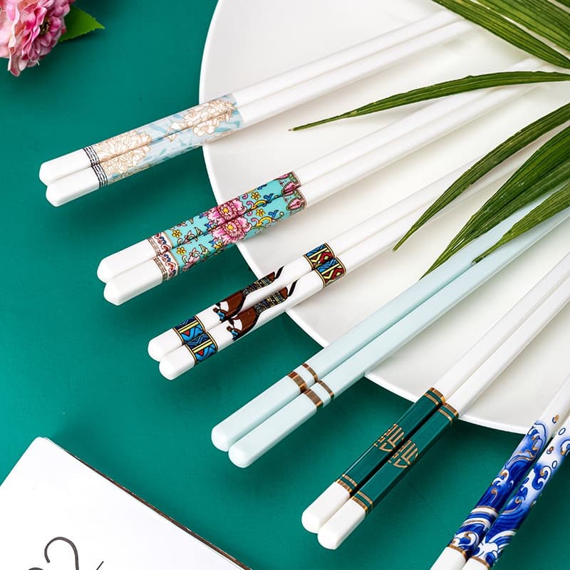 Modern Simple Ceramic Bone China Chopsticks High Temperature Resistant Anti Slip New Chinese Style Home Use Chopsticks Jingdezhen