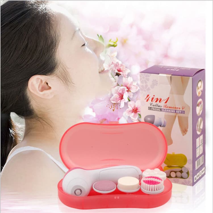 Cross-border Manufacturer Direct Electric Facial Cleansing Brush, Beauty Device for Facial Cleaning and Massage, 4-Piece Set
