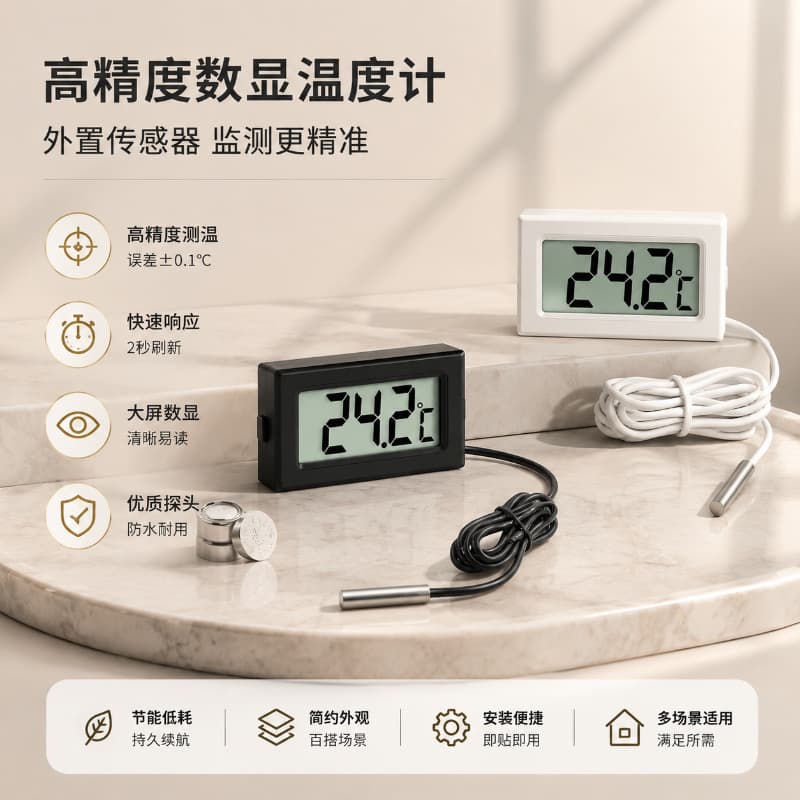 External Probe Digital Thermometer for Aquarium, Farming, Refrigerator, and Indoor Temperature Measurement Sensor Tool