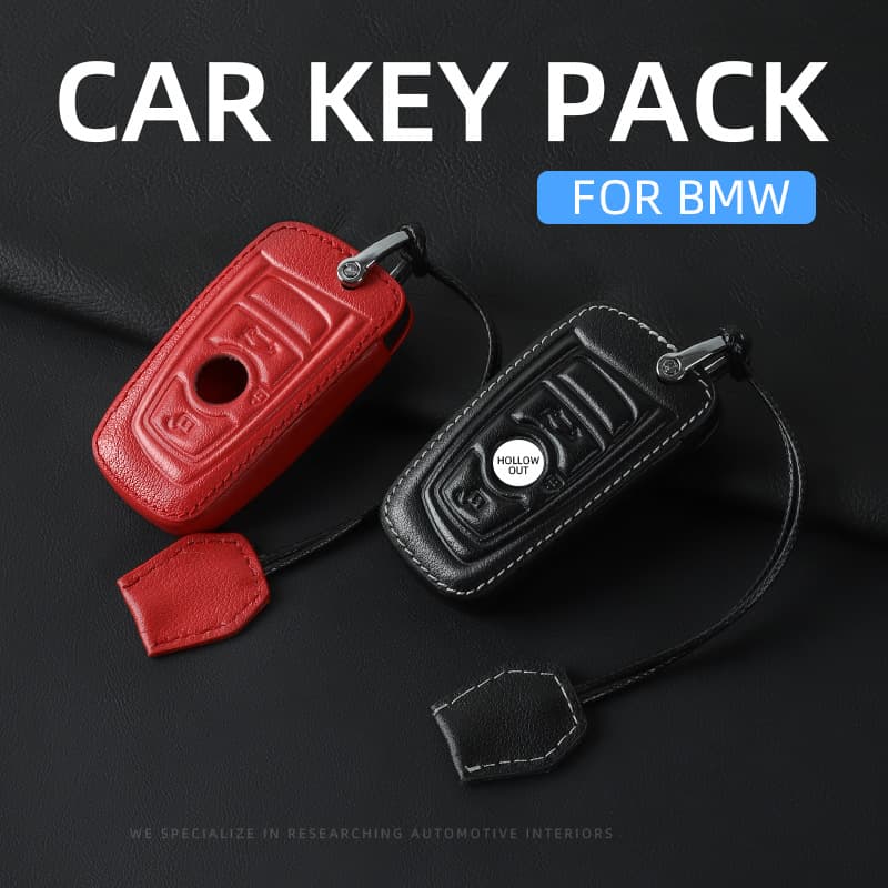 Suitable for BMW cowhide key bag suitable for 1 series, 3 series, 5 series, 7 series X3/X4, black and red