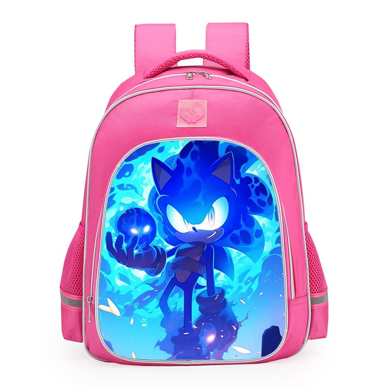 Primary School Student Children's Backpack Reflective Bag Sonic Cartoon Print Schoolbag