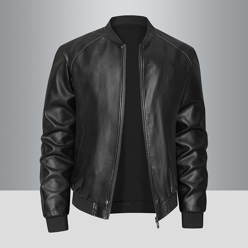 Cross-border 2025 Spring/Autumn Motorcycle Leather Jacket for Men, Youth Stand Collar Casual Stylish Leather Coat Wholesale