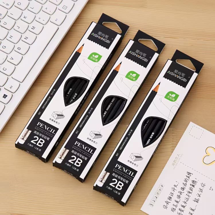 2B Exam Drawing Pencil HB Writing Pencil Wooden Sketch Pencil Children's Pencil Elementary School Stationery