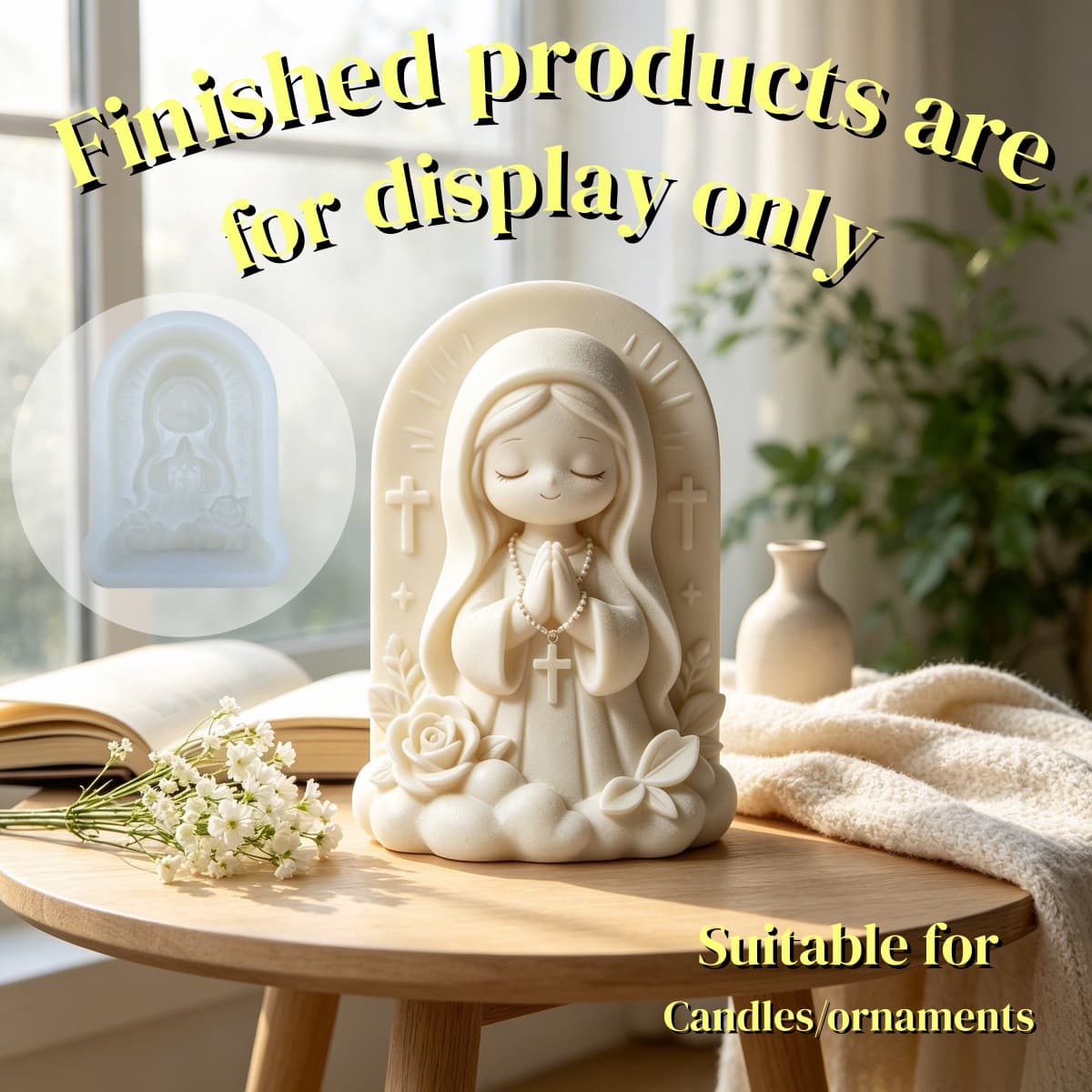 Q-Style Religious Girl Candle Ornament Silicone Mold, for Holiday and Home Decoration