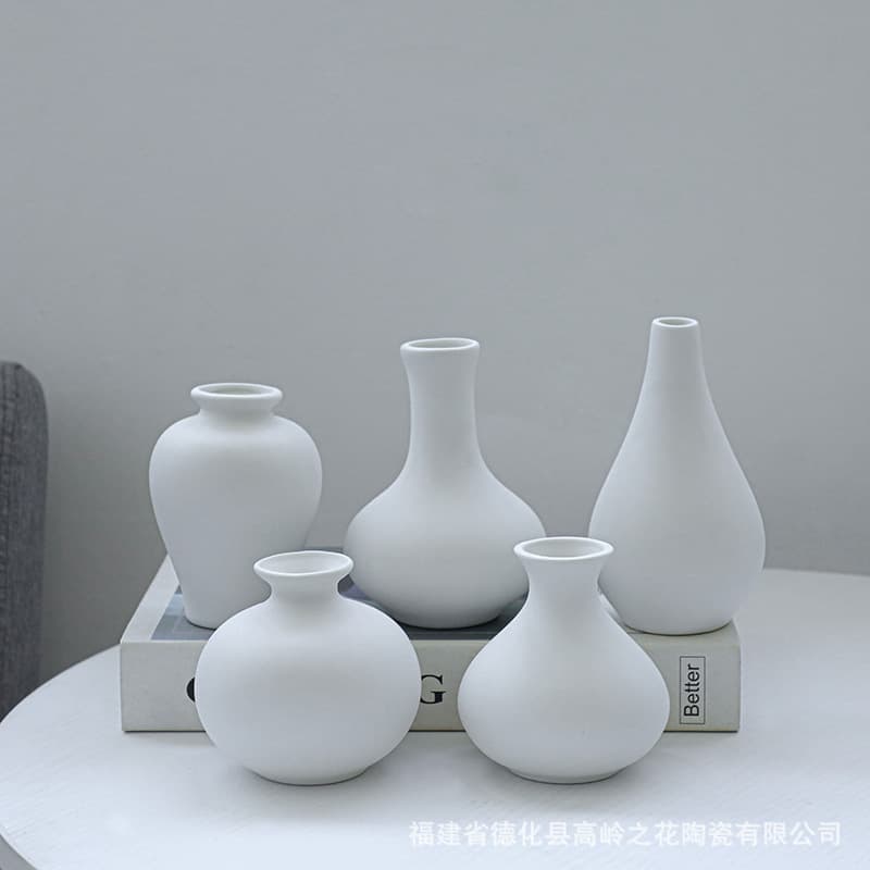 Wholesale Simple Ceramic Vase 5-Piece Set Home Decor Small Flower Vases Minimalist Entryway TV Cabinet Desktop Ornaments