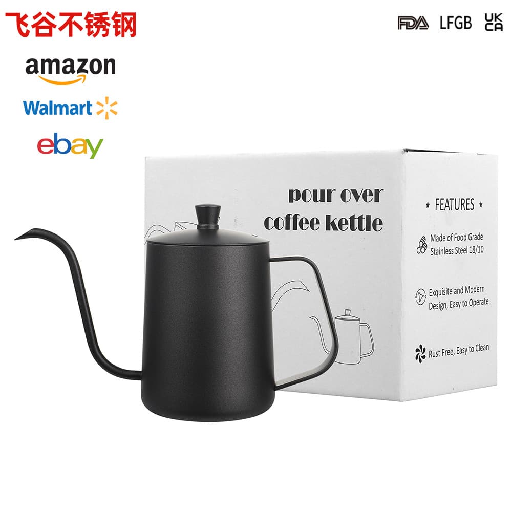 2025 New Cross-Border Pour-Over Kettle for Home, 304 Stainless Steel Swan Neck with Lid and Fine Spout