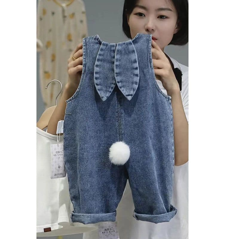 Children's Denim Overalls 2026 Spring/Autumn New Style, Loose Fit Baby Pants for Boys and Girls, Trendy Casual Versatile Suspenders