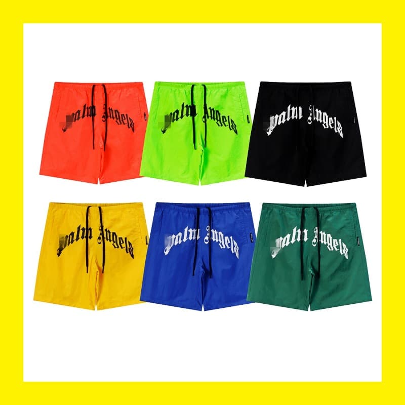 Wholesale PA Streetwear Big Logo Letter Print Shorts Couples Hawaiian Coconut Tree 5-Inch Beach Shorts Breathable