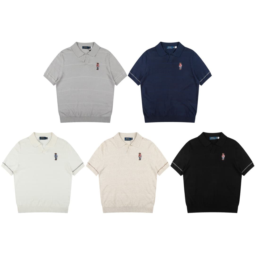 Cross-border~Raff's classic basic POLO arm contrasting V-neck lapel Tencel linen short-sleeved men and women couples