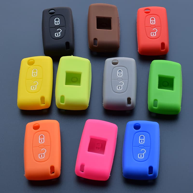 Suitable for Citroen Sega key case C4 Peugeot 307 308 car remote control silicone protective cover logo