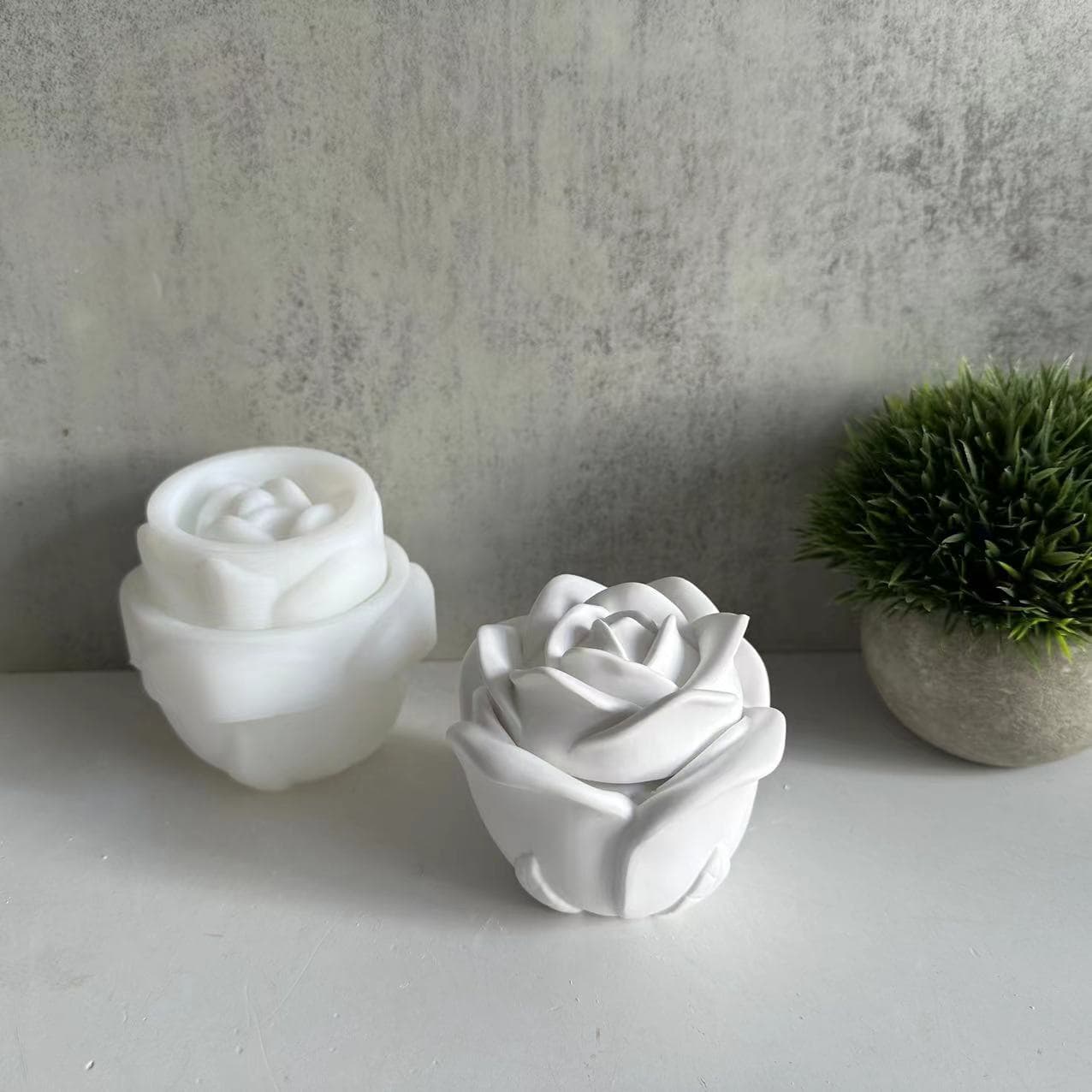 Treasure Bowl Rose Storage Box Silicone Mold Candle Cup Plaster Mold Epoxy Decoration Box with Lid Mold