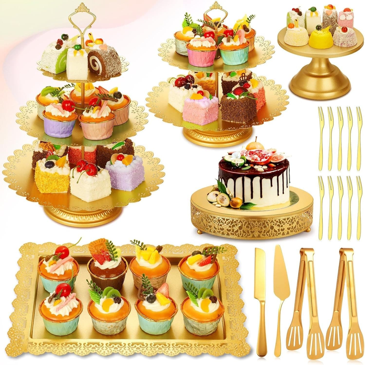 Gold Dessert Stand Display Rack, European Creative Cake Stand, Buffet Cold Meal Tea Party Table Decor, Cross-border