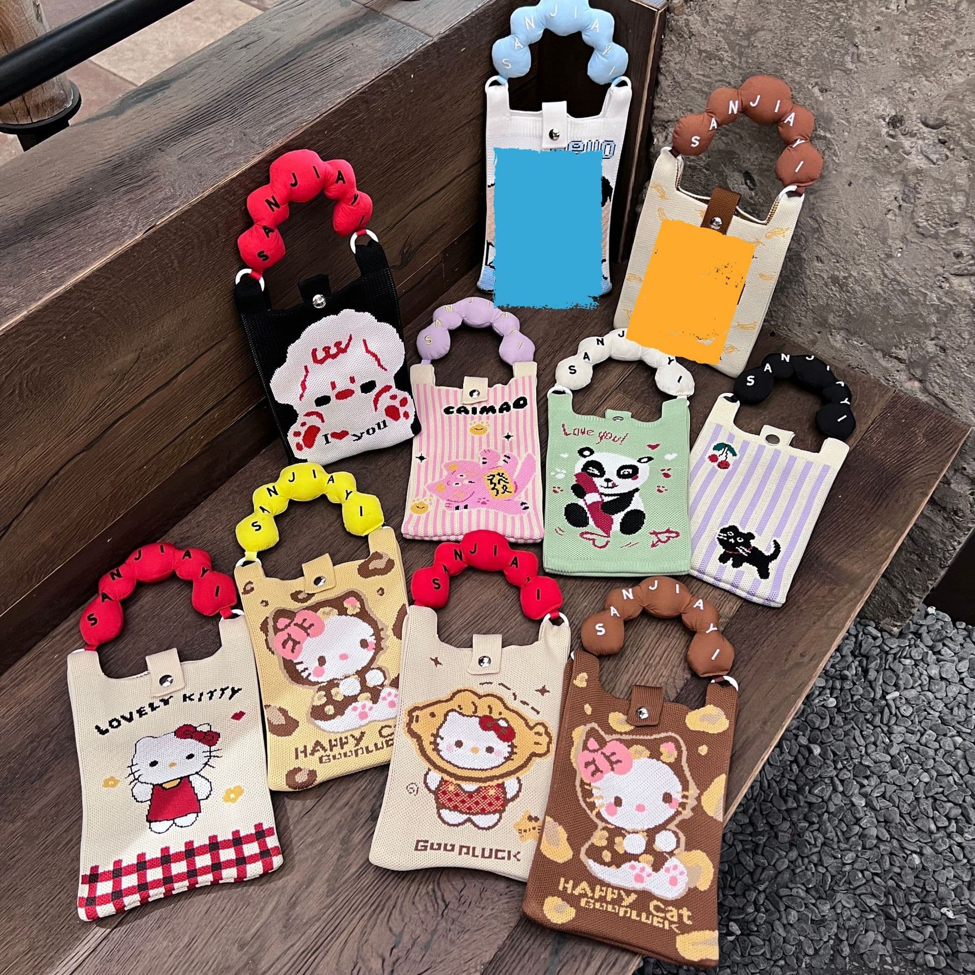 Premium Phone Bag New Cartoon Knitted Bag Dopamine Color Handbag Niche Versatile Shoulder Crossbody Bag