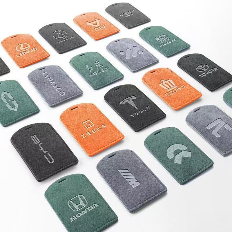 Suede Car Key Case Alcantara Material NFC Card Sleeve Vehicle Key Cover Minimalist Style Unisex