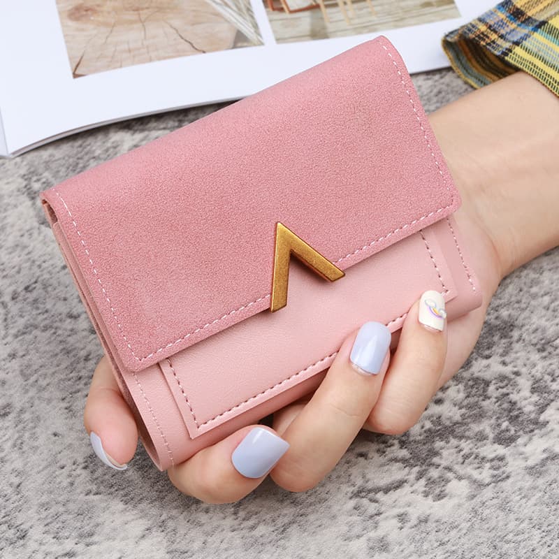 Korean Style New Three-Fold Women's Wallet Short Vintage Card Holder PU Faux Leather Simple Foldable Purse for Women