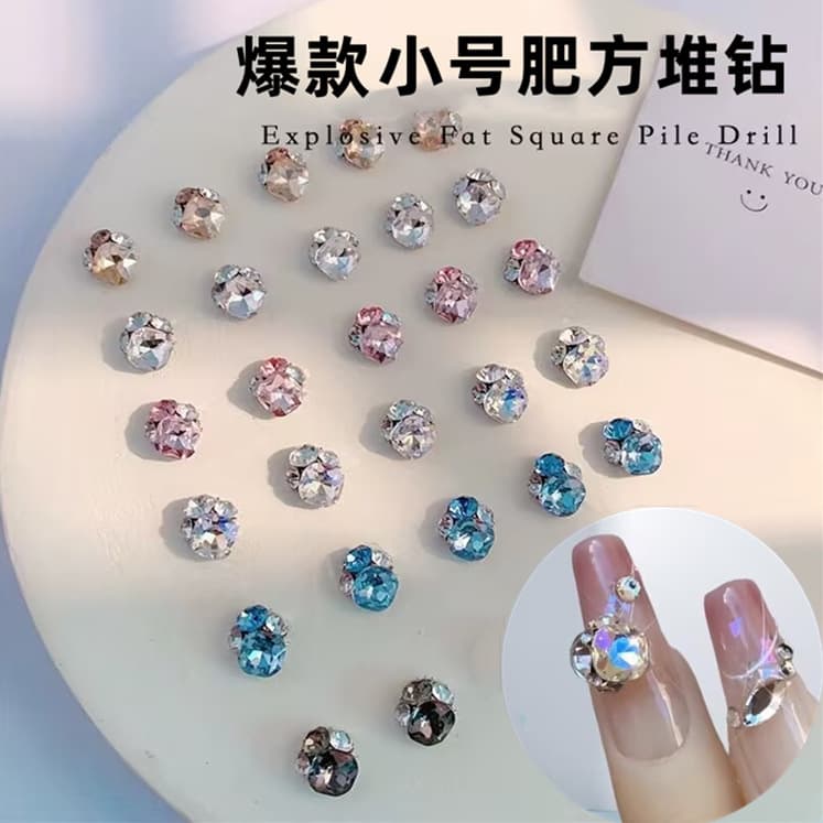Small High-Quality Fat Square Sparkling Diamond Ball Nail Art Jewelry Super Flash Small Fat Square Finished Pile Crystal Nail Accessories