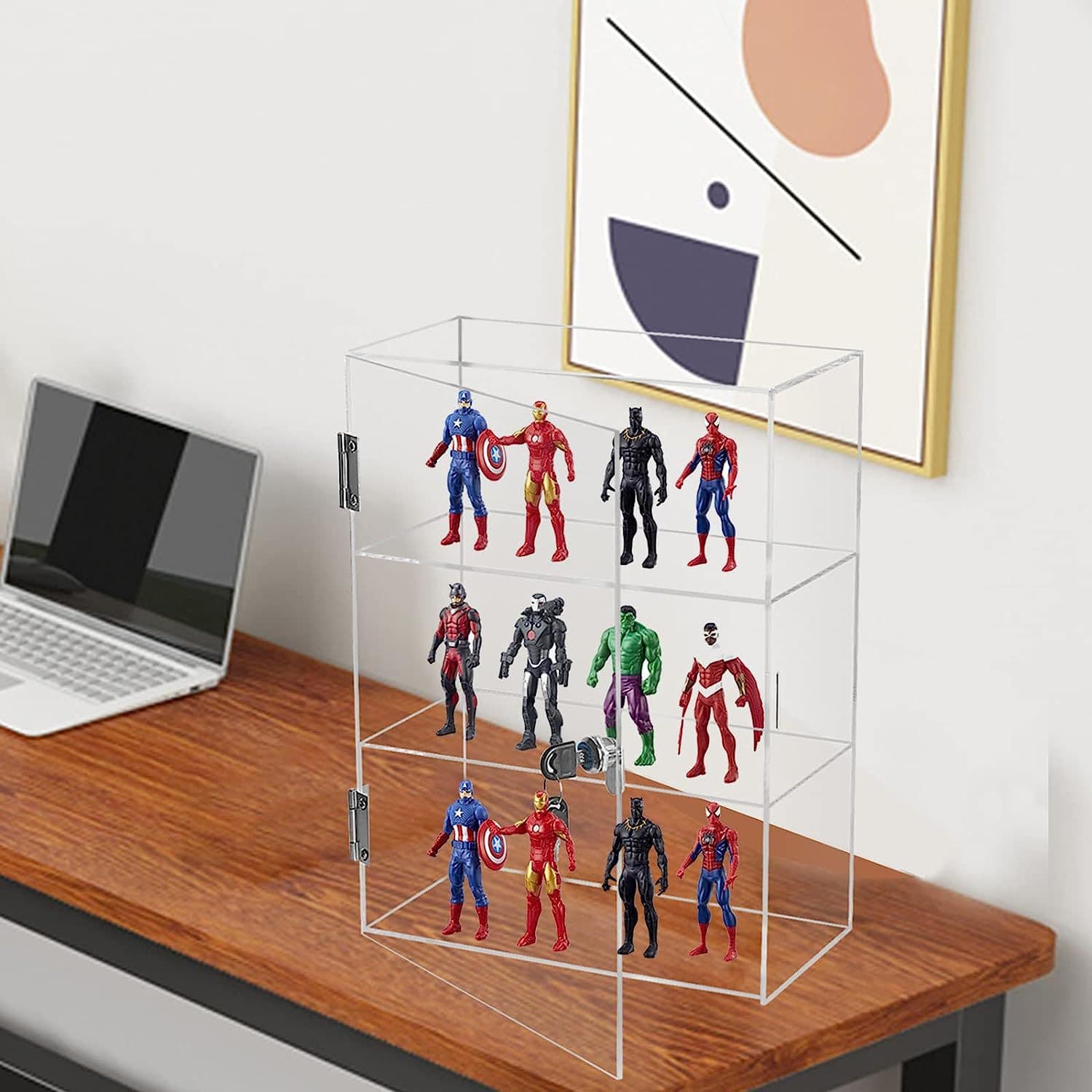 3-Layer Acrylic Display Cabinet with Lock, Collectibles Storage Cabinet, Funko Pop Doll Display Box, Transparent Trendy Toy