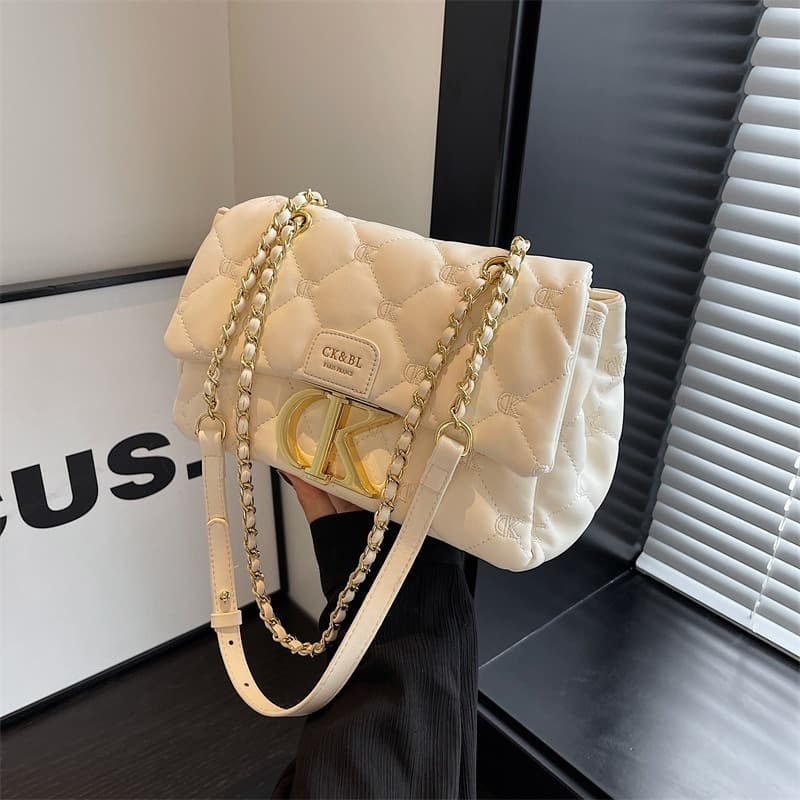 Diamond Quilted Chain Bag Fashion Women's Bag Chanel Style Shoulder Bag Niche Versatile Crossbody Bag Letter Trendy Underarm Bag