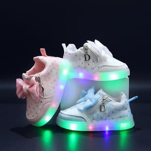 2026 Spring New Cartoon Bow Sneakers Girls Leather Breathable Shoes Toddler Baby Light Shoes