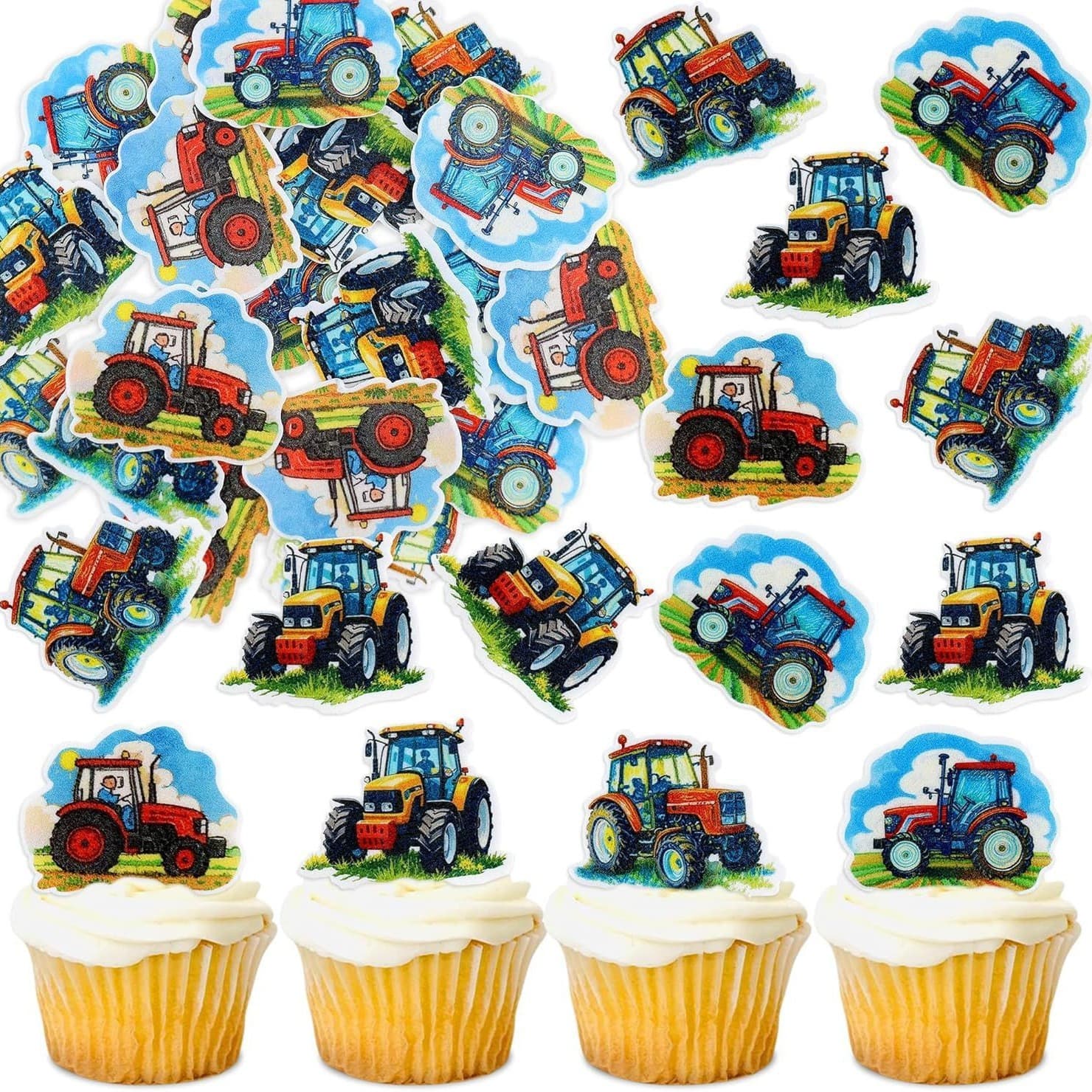 Cross-border special supply of glutinous rice paper tractor cake decoration cartoon farm tractor wafer paper printed cake insert card