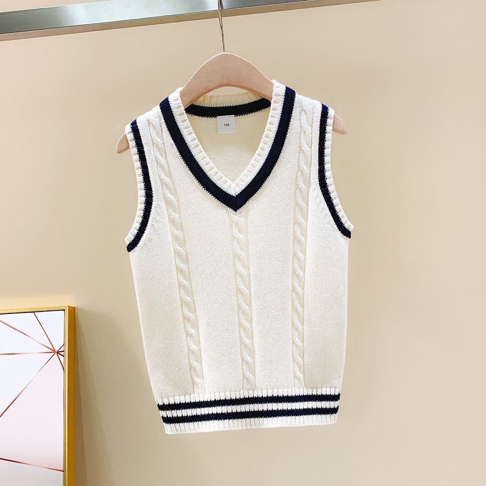 Kids Vest Spring/Autumn Girls Versatile Outer Wear Knit Gilet Boys School Style Vest Baby Autumn Kids Clothing