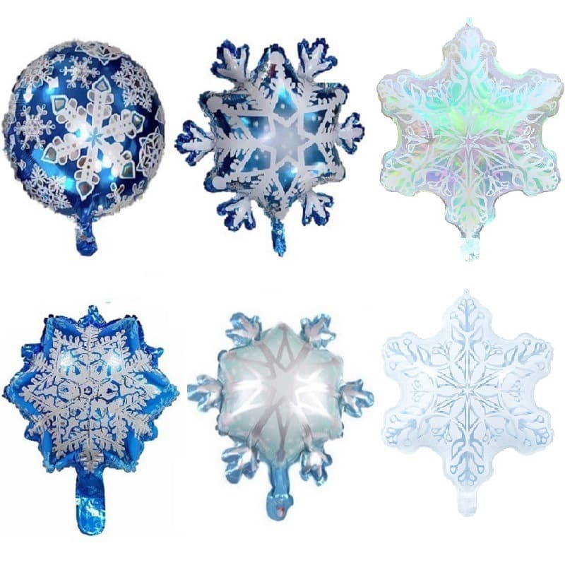 New Snowflake-Shaped Aluminum Foil Balloons Winter Snowflakes Stars Birthday Aluminum Foil Snowflake Balloons Christmas Decorations