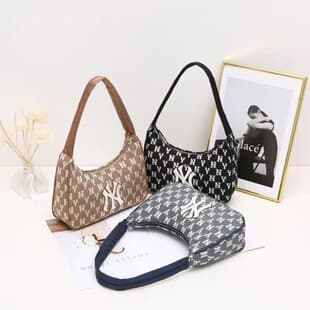 MLB Underarm Bag Denim Monogram Fashion Denim Shoulder Bag New Retro NY Letter Versatile Crescent Bag
