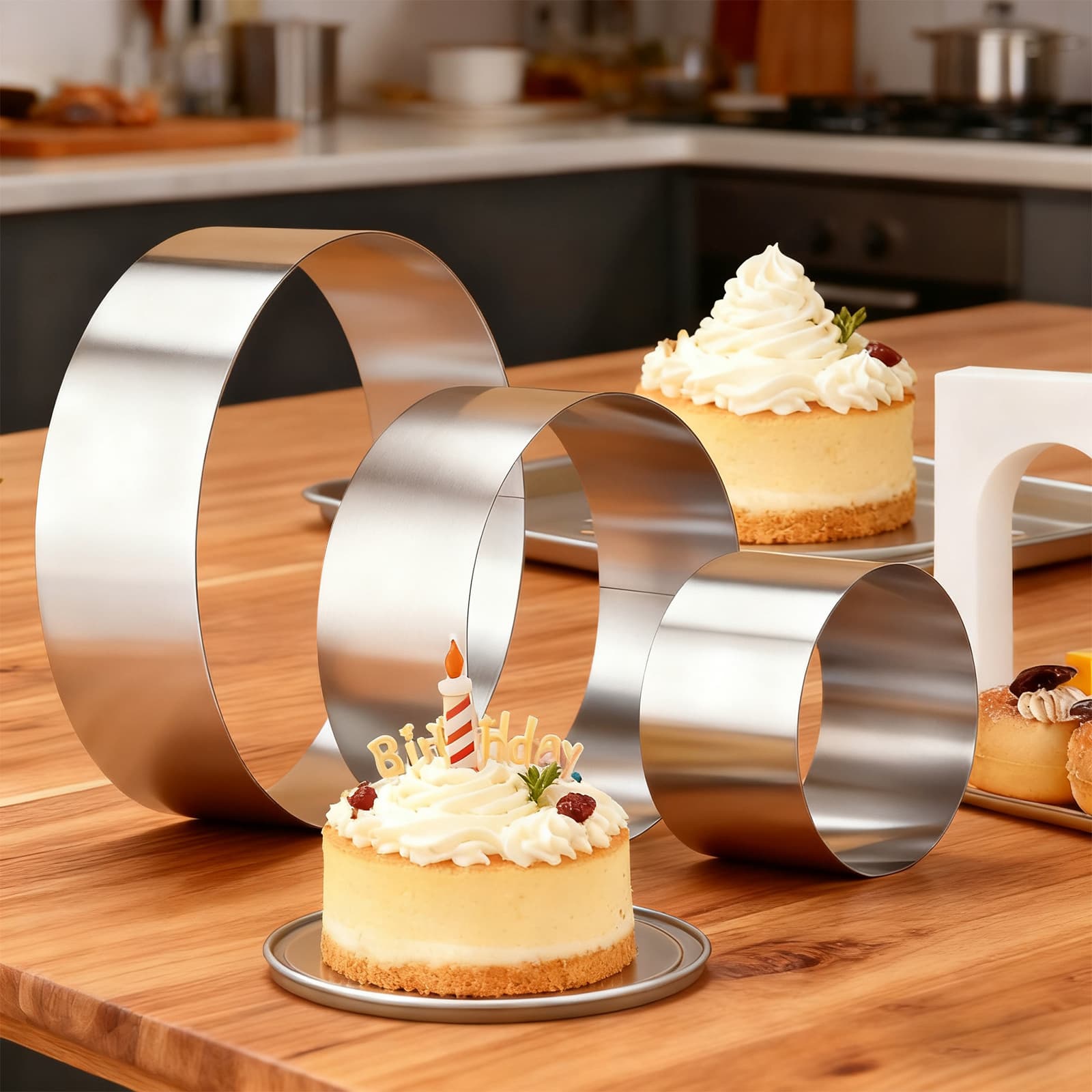 Stainless Steel Raised Mousse Ring Baking Tool French Tart Ring Rice Cake Tart Ring Round Cake Ring Cake Mold