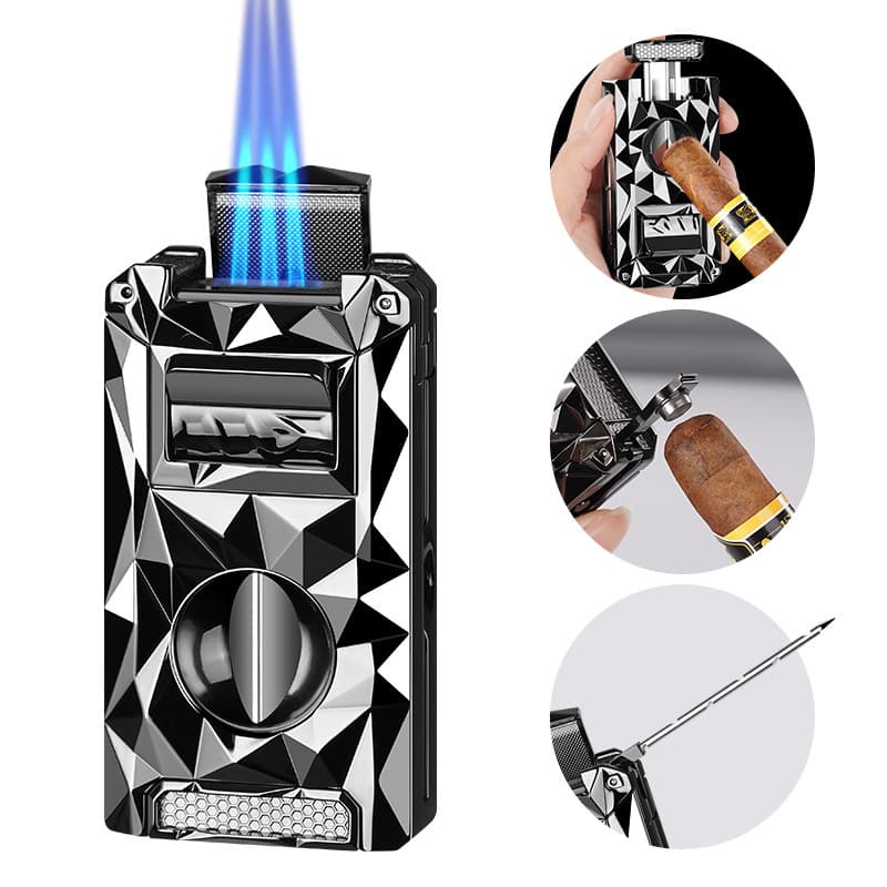 Cross-Border Windproof Lighter, Popular Internet Sensation, Windproof High-End Multifunctional Cigar Lighter, New Model