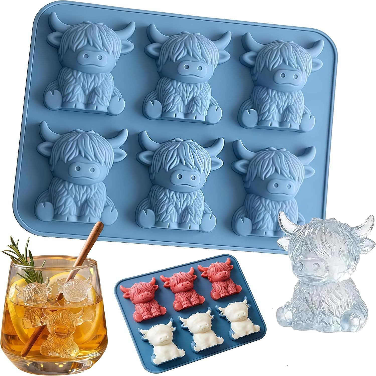 New Silicone Ice Cube Mold for Amazon Cross-Border Sales, Highland Cow Silicone Ice Tray Mold
