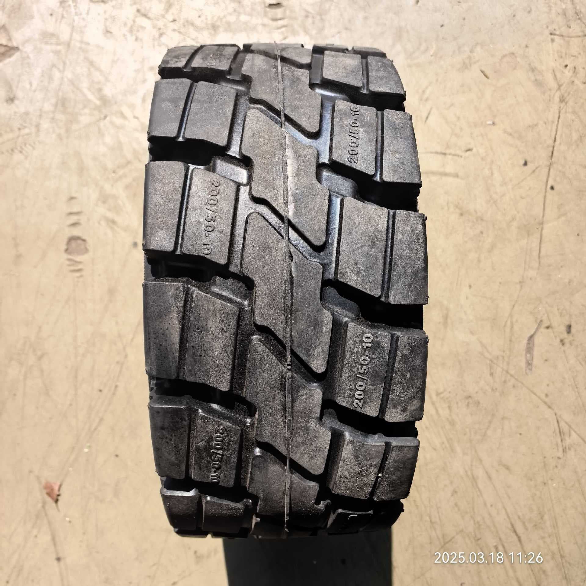 Heli Hangcha 200/50-10 solid tires for industrial electric forklifts.