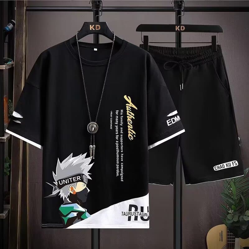 2024 Youth Summer Set Boys Short Sleeve T-Shirt New Style for High School Students Casual Sportswear