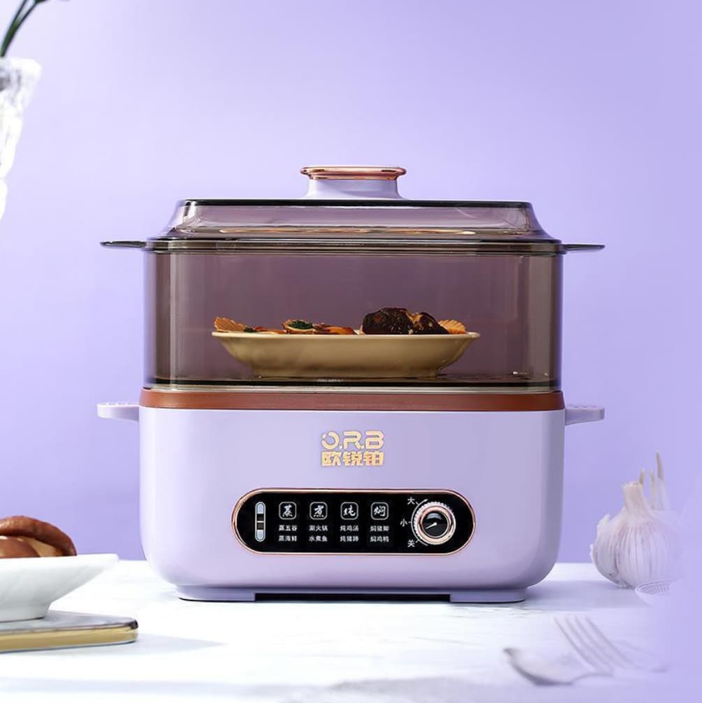 Ouribo ORB-482 Sirui Ke Multi-use Pot 1.5L Top Steaming Bottom Boiling Electric Steamer, Breakfast Maker, Gift Wholesale