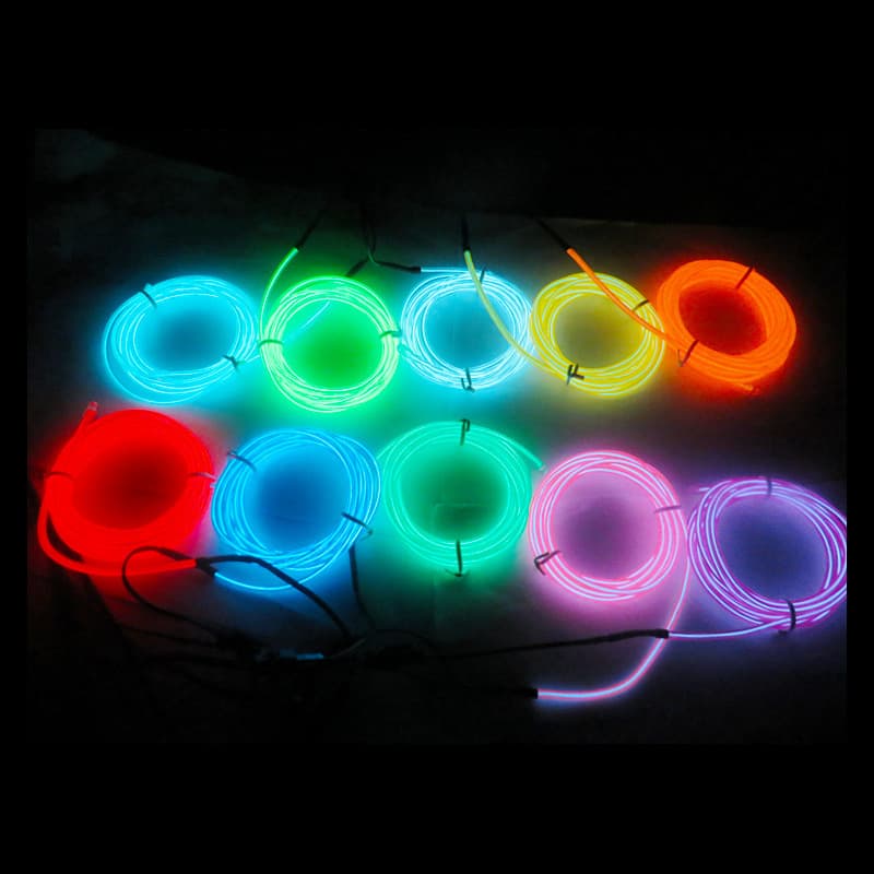 In Stock Cold Light Wire Brightness Long Life Electroluminescent Flexible Cold Light Wire 3 Volt Battery Box Driver Atmosphere Lamp 2 Meter Wire
