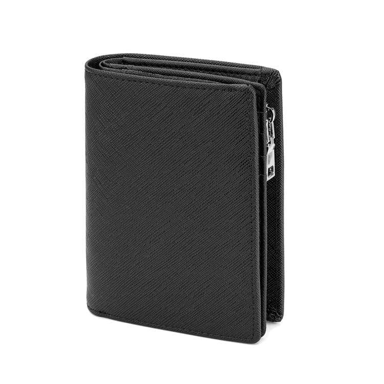 Manufacturer Wholesale New Model Men's Genuine Leather Zipper Short Wallet with Multiple Card Slots, Fashionable Vertical Mini Snap Button Coin Purse