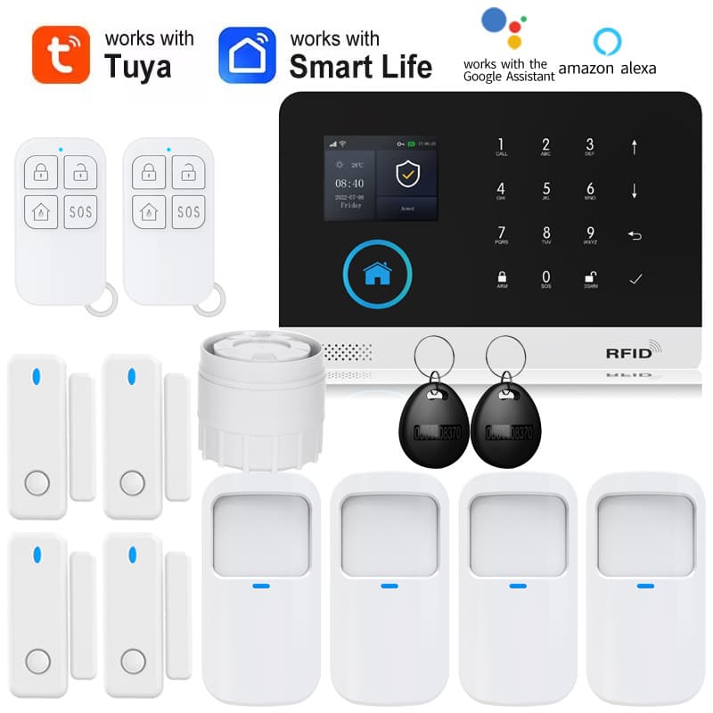 TUYA alarm system, home security, WIFI, GSM graffiti, smart motion detector, door sensor, anti-theft.