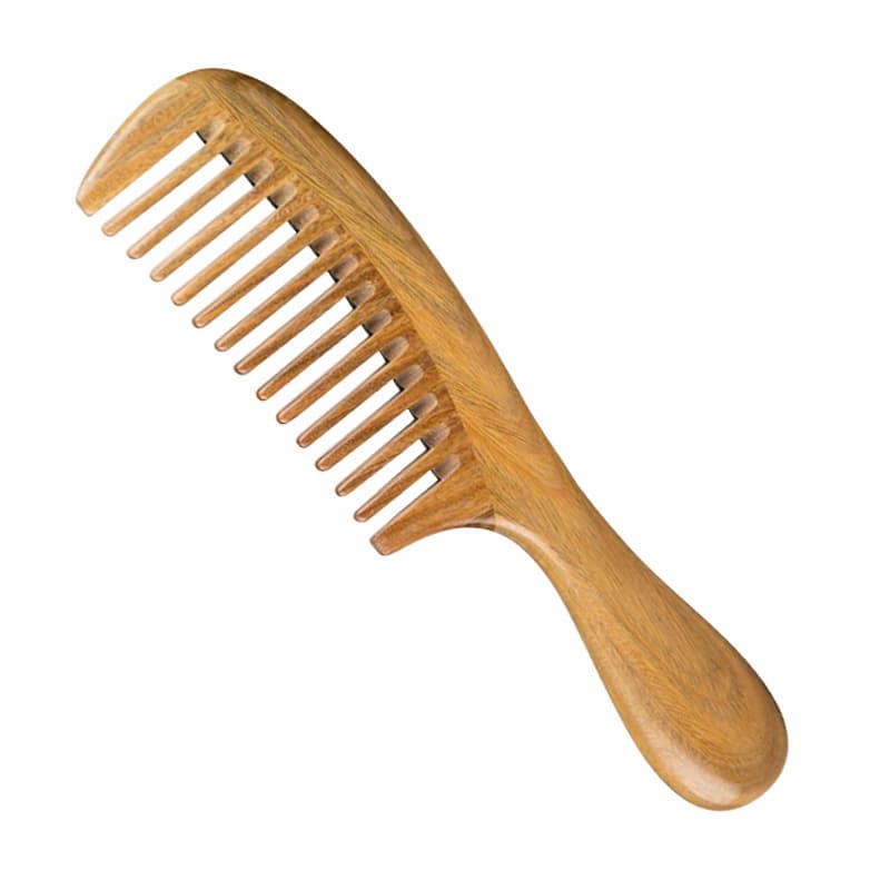 Factory Wholesale Green Wood Comb Thickened Handle Green Sandalwood Comb Wide Tooth Curly Hair Styling Comb Fine Tooth