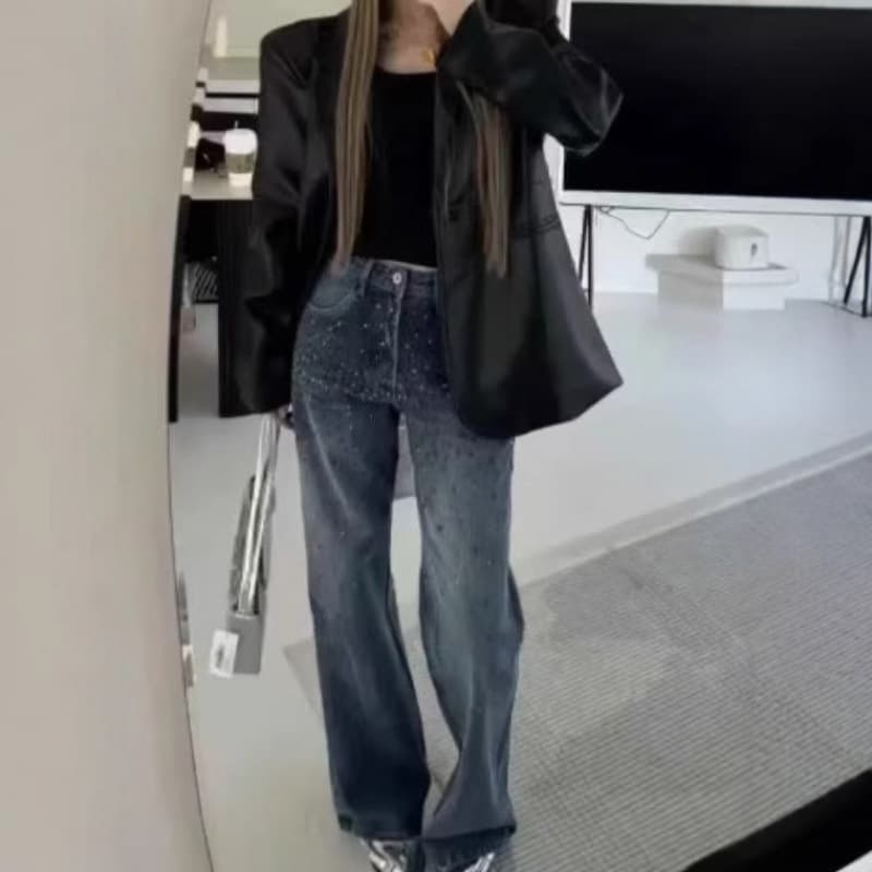 CH25SS Spring/Summer Women's New Rhinestone Jeans Starry Sky Rhinestone Jeans High Quality In Stock